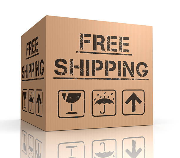 Free shipping cardboard box stock photo