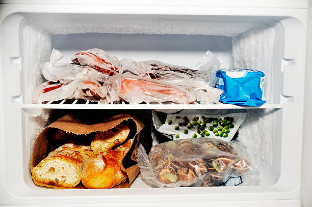 Freezer compartment of a refrigerator stock photo