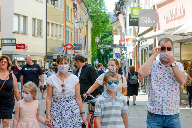 Freiburg im Breisgau, pedestrian zone in times of the corona pandemic stock photo