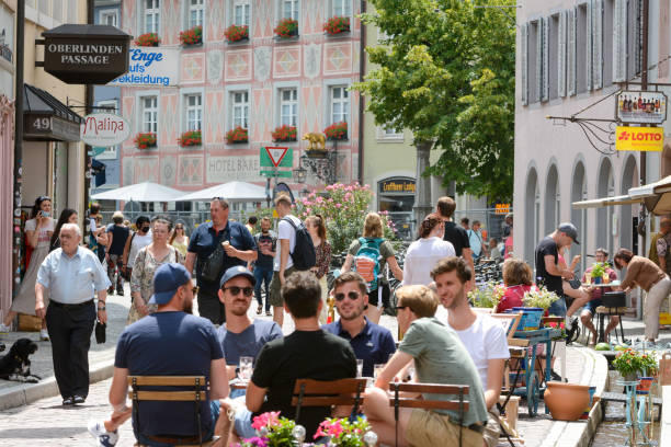 Freiburg, street café stock photo