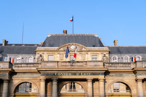 French Council of State - Paris, France Paris, France - February 09 2020: French Council of State (Conseil d'etat) located in the Palais Royal - Paris, France. It is a French public institution created in 1799 by Napoleon Bonaparte. condition stock pictures, royalty-free photos & images