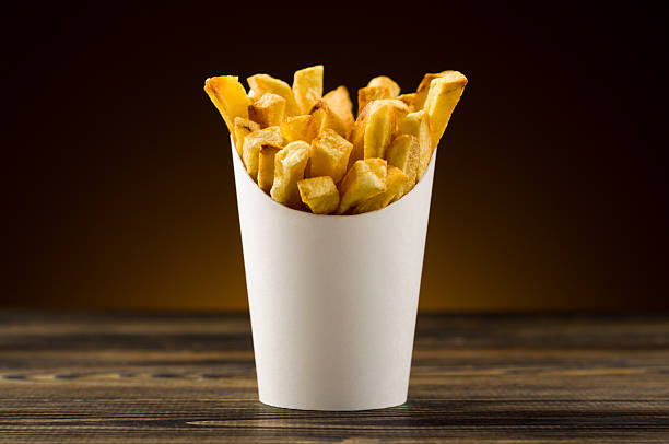 French fries packaging paper stock photo