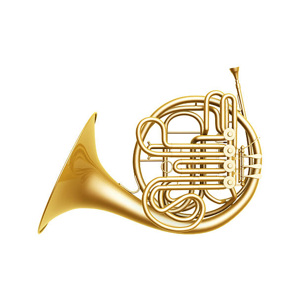 french horn stock photo