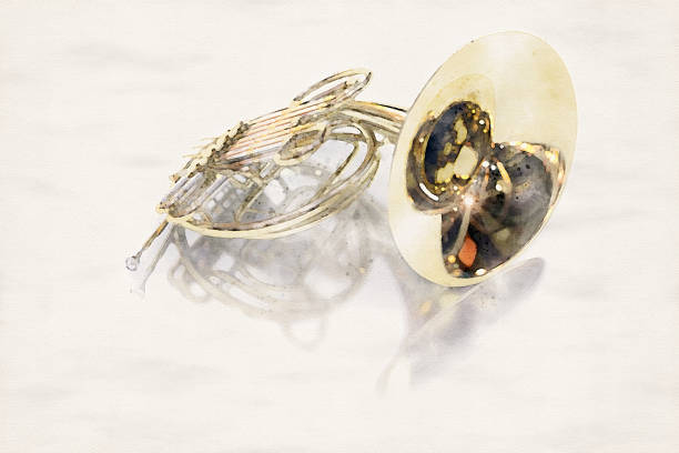 French Horn - Watercolor Painting stock photo