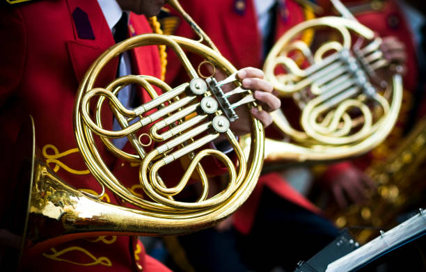 French Horns and red... stock photo