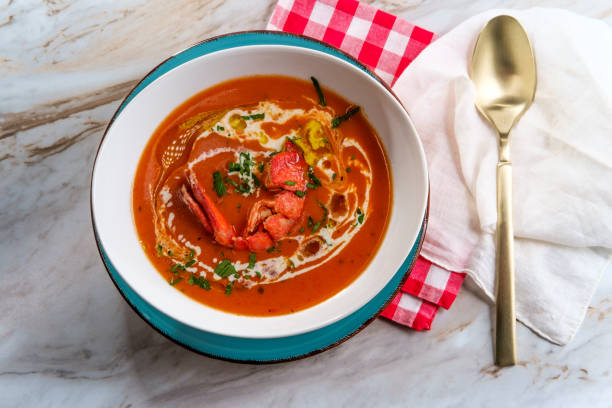 French Lobster Bisque Soup stock photo
