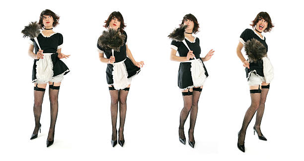 French Maid "As I did not know which one to choose, I've put 4 pictures together... so choose the one you like!" french maid outfit stock pictures, royalty-free photos & images