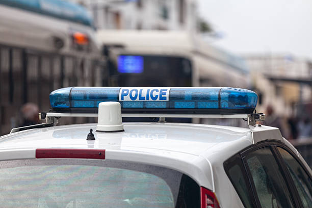 barre lumineuse de la police français - urgences france photos et images de collection