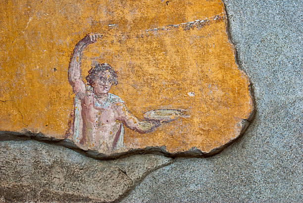 Fresco broken, painted in Pompeii Especially of  fresco  house, Pompeii. fresco stock pictures, royalty-free photos & images