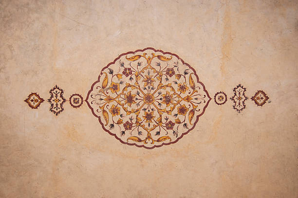 Fresco on the ceiling of Hiran Minar stock photo