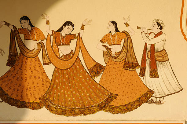 Frescoes in Jaipur Rajasthan stock photo