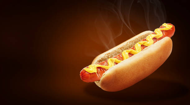 Fresh American classic hot dog stock photo
