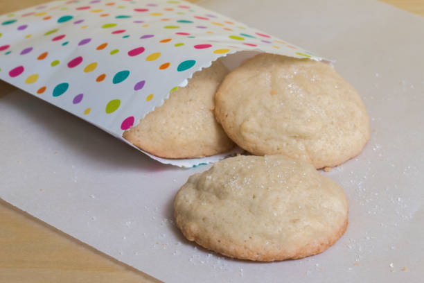 Fresh baked vanilla sugar cookies stock photo