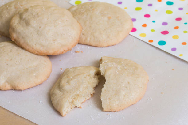 Fresh baked vanilla sugar cookies stock photo