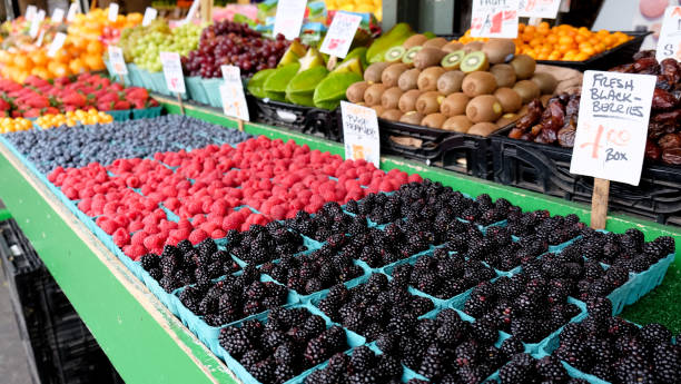 Fresh Berries at Farmers Market stock photo
