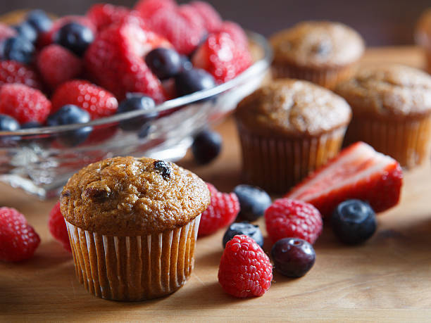 Fresh Berry Muffins stock photo