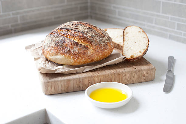 Fresh Bread With Olive Oil stock photo
