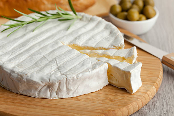 Fresh Brie cheese stock photo