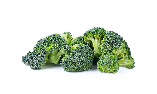 fresh broccoli on white background stock photo