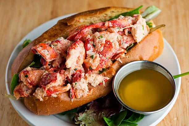 Fresh Caught Maine Lobster Roll stock photo