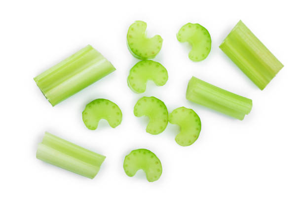 fresh celery isolated on white background.Top view. Flat lay fresh celery isolated on white background.Top view. Flat lay. celery stock pictures, royalty-free photos & images