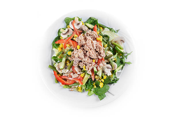 fresh chopped tuna salad stock photo