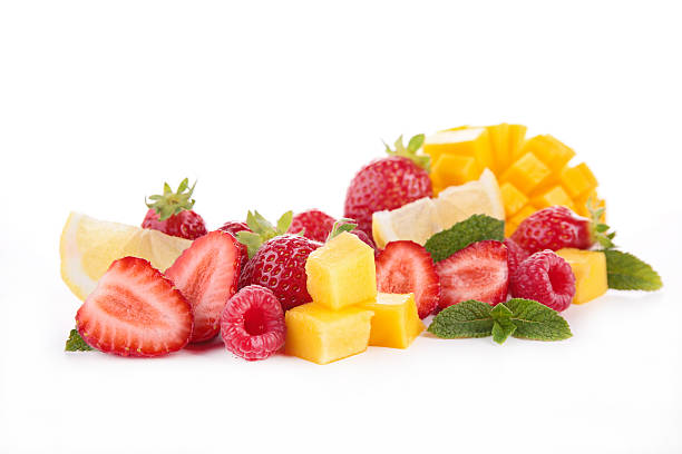 fresh fruit isolated fresh fruit isolated fruit salad stock pictures, royalty-free photos & images