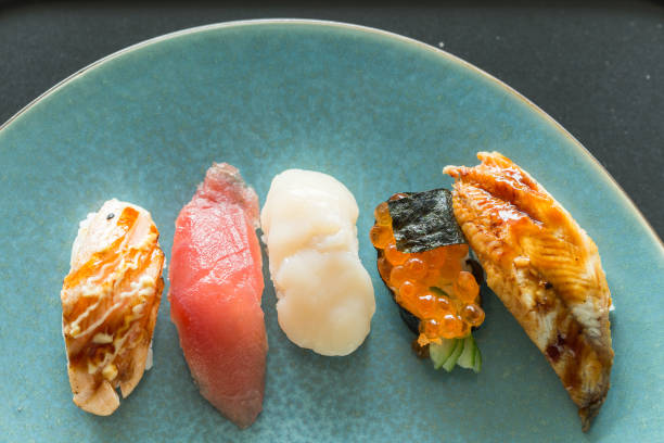 Fresh japanese sushi stock photo