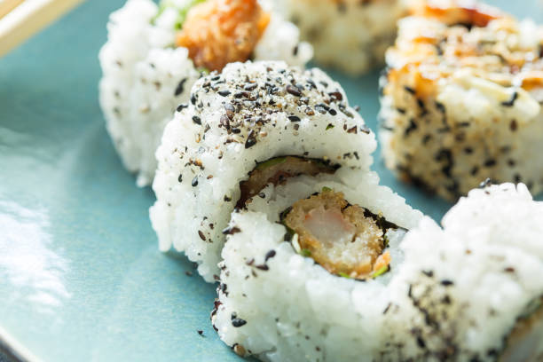 Fresh japanese sushi stock photo