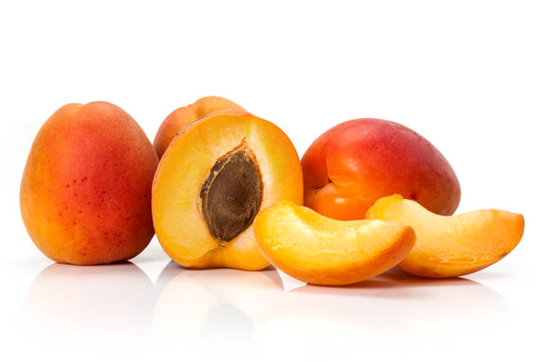 Fresh organic apricot isolated on white background stock photo