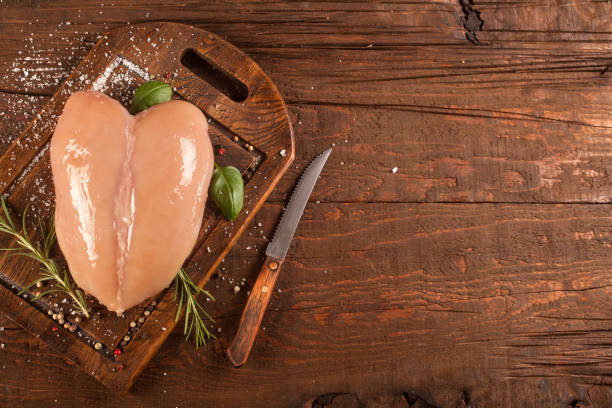 Fresh organic chicken breast stock photo