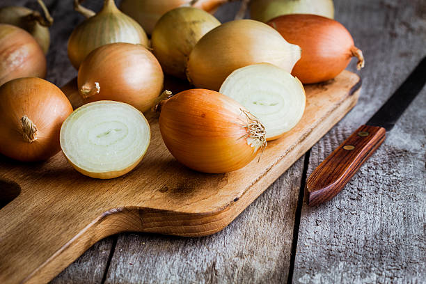 Fresh organic onions stock photo