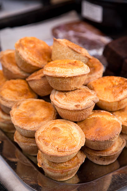fresh pies pie selection meat pie stock pictures, royalty-free photos & images