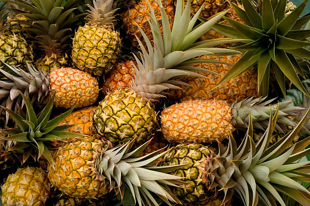 Fresh pineapples as a background Fresh pineapples, full frame pineapple stock pictures, royalty-free photos & images