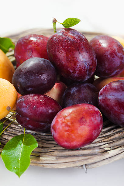 fresh plums stock photo