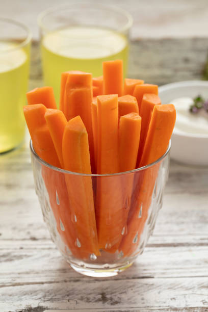 Fresh raw carrot sticks as a snack stock photo