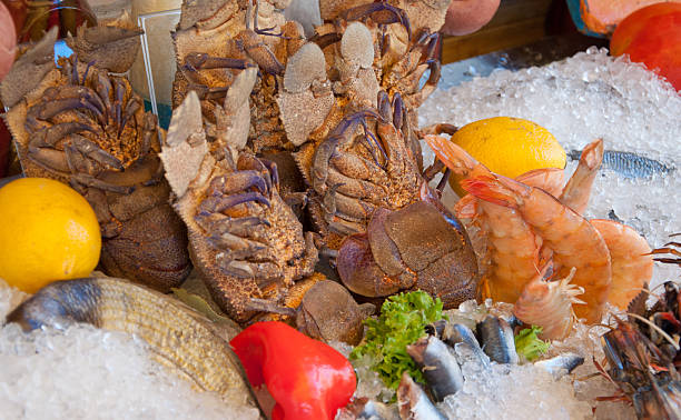 Fresh seafood arrangement stock photo