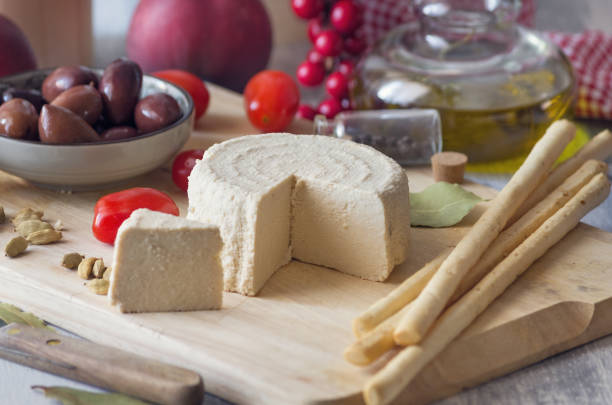 Fresh vegan cheese stock photo