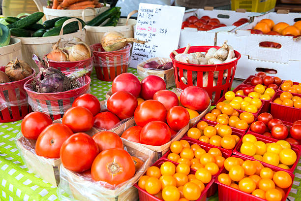 Fresh vegetables at market stock photo