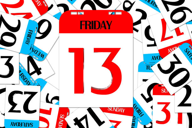 Friday the 13th 3D Friday 13 Three-dimensional has a small calendar around. friday the 13th stock pictures, royalty-free photos & images