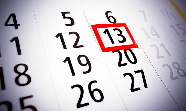 Friday the 13th Friday the 13th. Calendar, bad luck, time, stress or fear concept. friday the 13th stock pictures, royalty-free photos & images