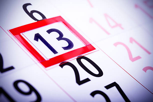 Friday the 13th Friday the 13th. Calendar, bad luck, time, stress or fear concept. friday the 13th stock pictures, royalty-free photos & images