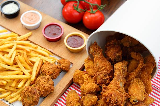 Fried Chicken Bucket Composition stock photo