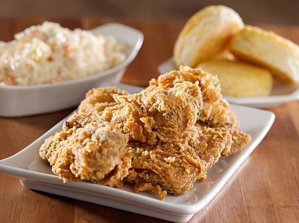 fried chicken meal fried chicken meal shot close up comfort food stock pictures, royalty-free photos & images