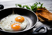 istock Fried eggs and toasted breads 519518676