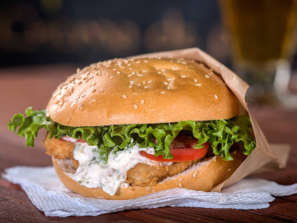 Fried fish sandwich stock photo