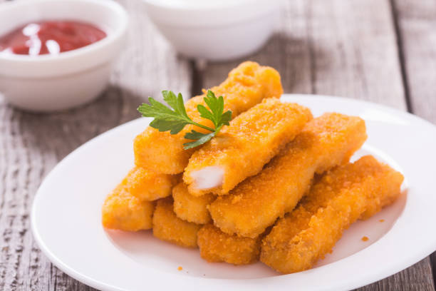 Fried fish sticks ( fingers ) or chicken nugget stock photo