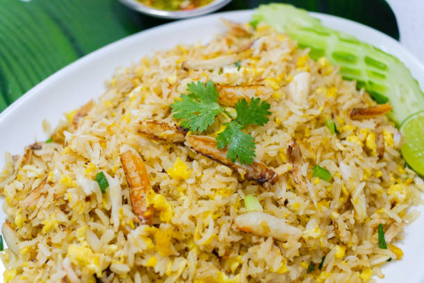 fried rice with crab. stock photo