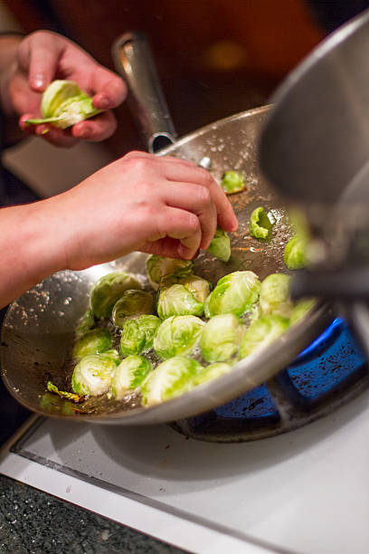 Fried Sprouts stock photo