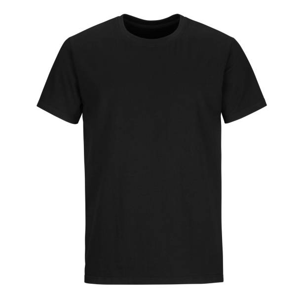 Front of men cut black  t-shirt isolated on white background Front of men cut black t-shirt mock up isolated on white background blouse stock pictures, royalty-free photos & images